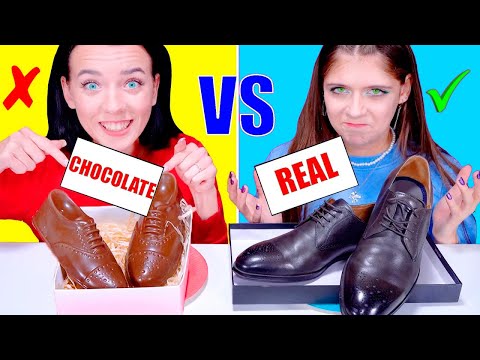 ASMR Real Food VS Chocolate Food Mukbang Challenge