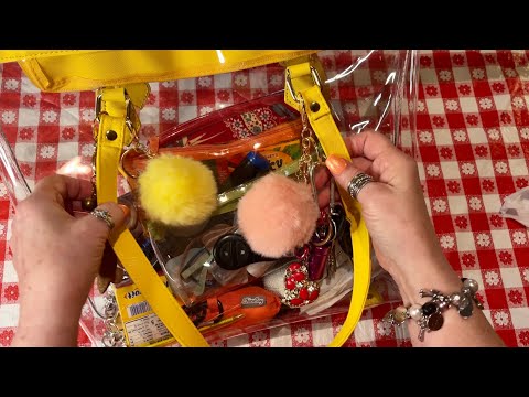 ASMR Clear Vinyl Purse Rummage (No talking version) Cleaning with spray bottle~Looped 1X