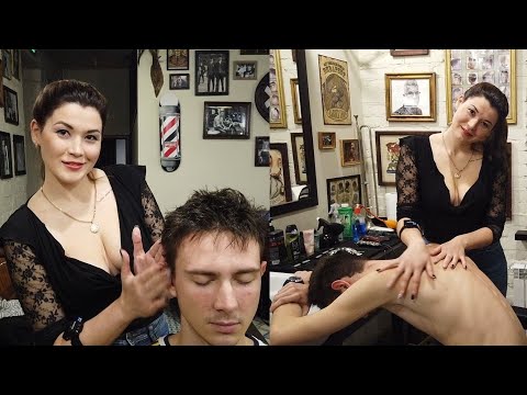 💈SATISFYING ASMR HEAD, EAR MASSAGE & BACK SCRATCHING by UKRANIAN LADY BARBER IRA | SLEEP SOUNDS