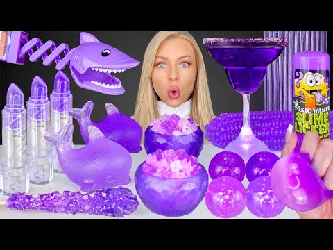 ASMR Purple Dessert, Purple Corn Jelly, Fidget Toy, Grape Juice Jelly, Slime Licker Mukbang 먹방