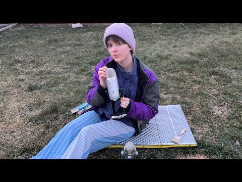chill asmr outside while the sun sets (soft spoken tapping on random objects)