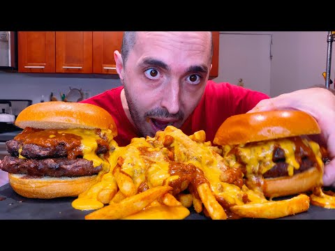 ASMR | HUGE BURGERS & CHILI CHEESE FRIES | MUKBANG | EATING SOUNDS !