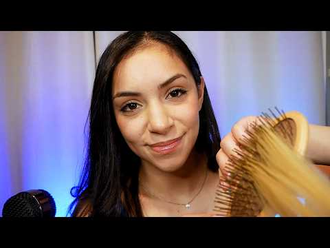 Relaxing ASMR Session | Ear-to-ear Whispers, Hair brushing, Face touches, and Positive Affirmations
