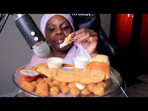 Fried Pickles Fish Dinner ASMR Eating Sounds (Long Day)