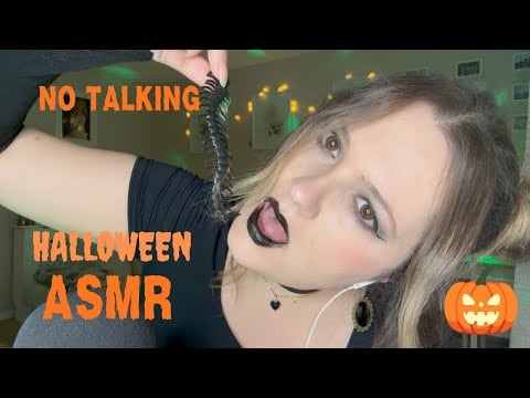 🎃 No Talking Halloween ASMR 👻 Skeleton & Book Tapping, Bug Eating, & Spider Web Plucking
