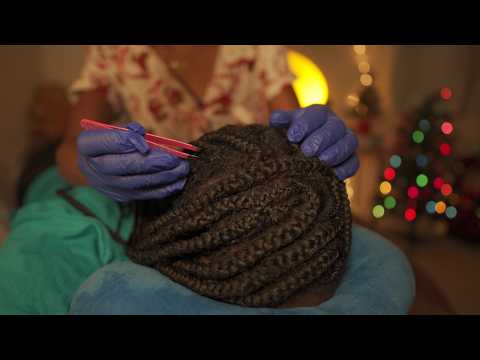 ASMR | Real Person Scalp Picking on Braids while You Sleep ☁️ (no talking)