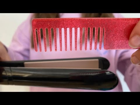 ASMR brushing + straightening your hair | combing your bangs | actual camera brushing | lo-fi