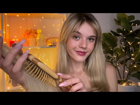 ASMR Tingles During A Thunderstorm ⋆｡˚⛈️˚｡⋆ (hair play, hand movements, overlay rain/thunder, etc)