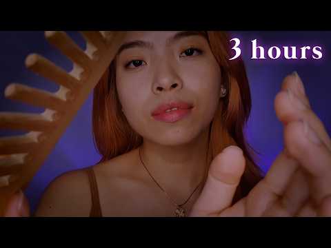 ASMR 3 Hours Scalp & Hair Attention For Sleep 💆🏻‍♀️ Clips, Parting, Scratching, Brushing, Massage