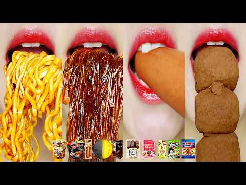 asmr SPICY & SWEET CONVENIENCE STORE EMOJI FOOD 🔥🍡 BULDAK FIRE NOODLE eating sounds Lips MUKBANG