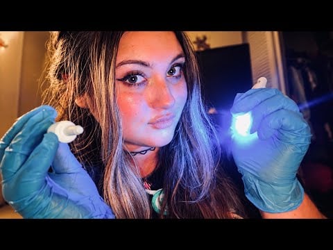 fast&aggressive cranial nerve exam w/LATEX GLOVES #asmr #fastandaggressiveasmr #fastandaggressive 