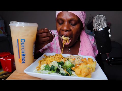 Noodle Fried Rice White Chocolate Refreshing Drink ASMR Eating Sounds