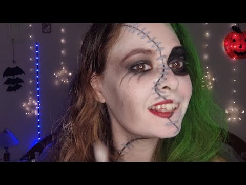 Asmr makeup transformation into Beetlejuice and Dolores!!!(whispering, tapping)