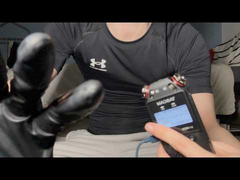 ASMR TASCAM / face touching, mouth sounds, mic biting, mic touching, ear cleaning and gloves