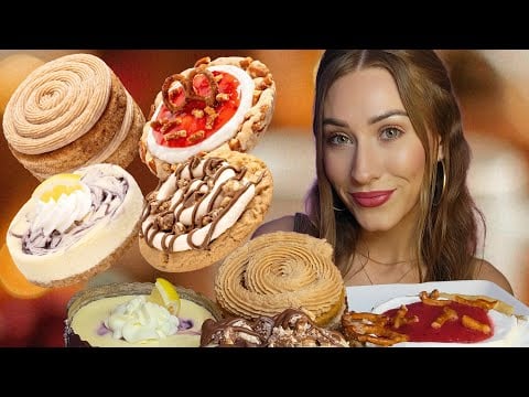 ASMR | Crumbl's Strawberry Pretzel, Snickers, Lemon Blueberry Cheesecake, & Churro Cake *Mukbang* 🍓🥨