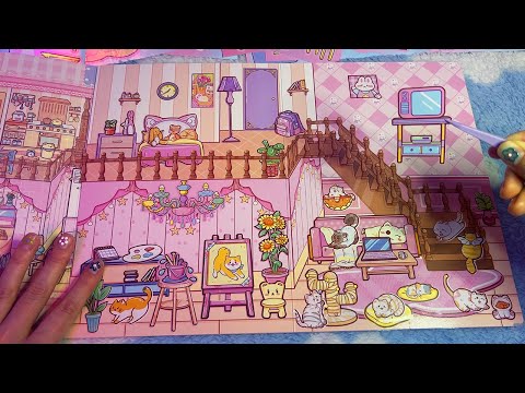 ASMR Sticker Doll House Room Decorating (Whispered, Satisfying)