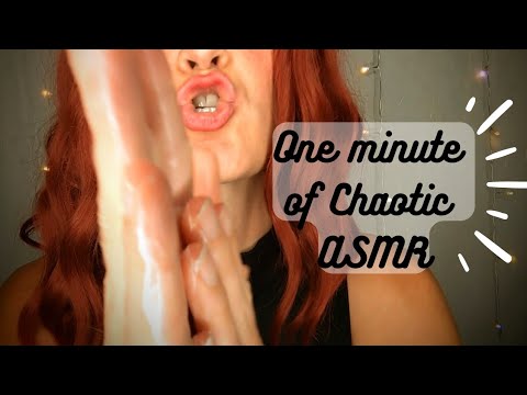 ASMR | One minute of chaotic ASMR (mouth covering, lotion, pen noms, shushing, and more) ☺️