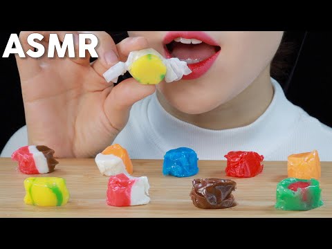 ASMR Salt Water Taffy Eating Sounds | 솔트 워터 태피 먹방 | Chewy Candy | MINEE EATS