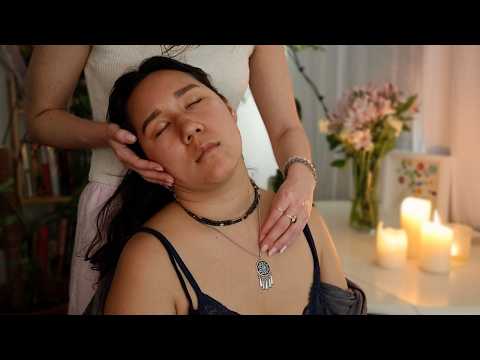 ASMR Fabric & Jewelry Adjustments, Massage, Hair Play, Scratch w/ Semide (Whisper, Spa Music Option)