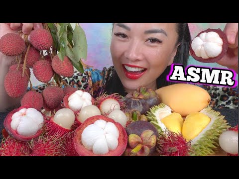 ASMR WHOLE FRUITS *DURIAN, MANGOSTEEN, RAMBUTAN, MANGO (EATING SOUNDS) NO TALKING | SAS-ASMR