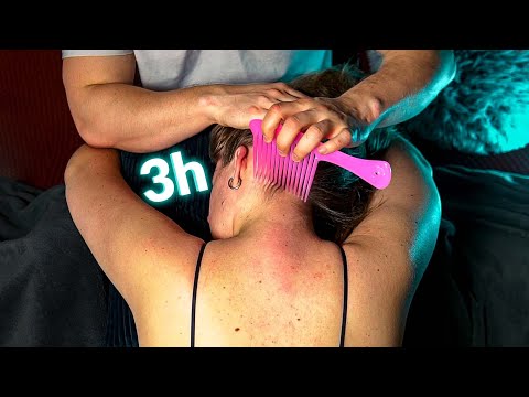 3-HOUR ASMR Insomnia Treatment - Nape & Scalp Attention for Sleep (No Talking)