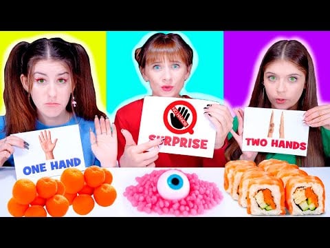 ASMR Two Hands, One Hand, No Hands Compilation Food Challenge