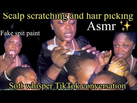 Asmr ✨Soft whisper conversation, differeht triggers scalp scratches and fake spit paint