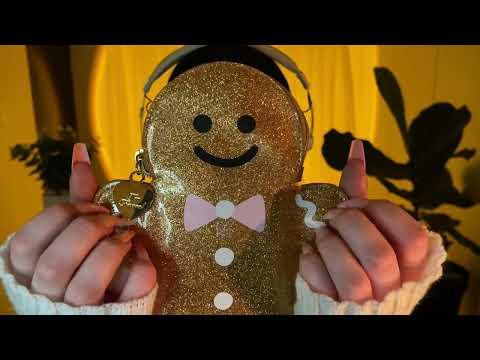 *one minute asmr* fast tapping on gingerbread makeup bag (no talking)