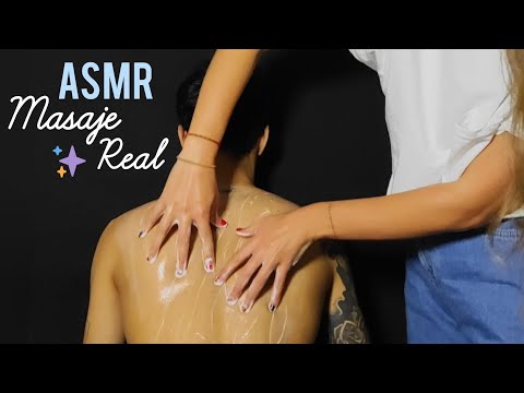 ASMR🎧 MASAJE REAL espalda cabeza y cuello💆🏻‍♂️(Visuales, susurros, soniditos...) - Masaje RELAJANTE