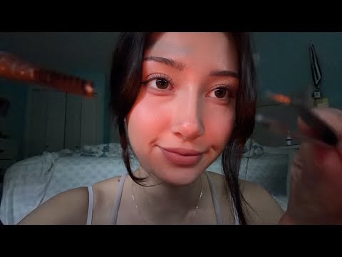 Lofi ASMR doing your eyebrows (layered sounds) (plucking, brushing, mouth sounds)