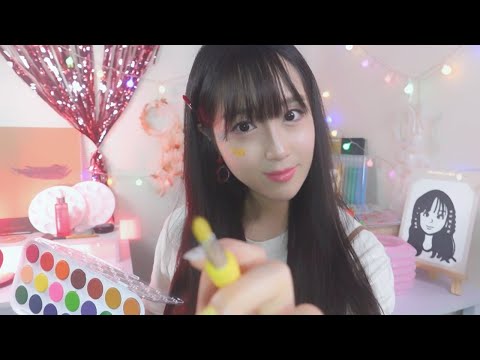 ASMR(Sub✔)Face Painting Booth Shop Art Roleplay at amusement park for summer festival(Layered sound)