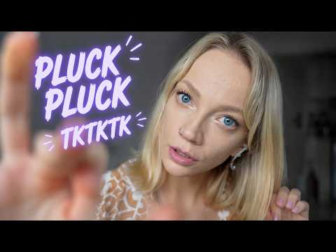 ASMR Plucking Away Your Stress ✨ Mouth Sounds & Face Touching