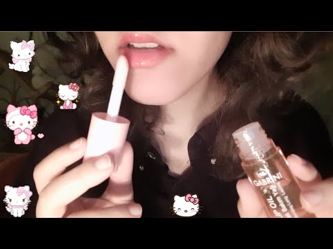 ASMR | Covering your face with lipgloss 💕 (mouth sounds)