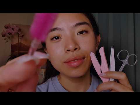 ASMR Relaxing Eyebrow Treatment 🎀 Trimming, Shaving, Plucking, Brushing (Layered Sounds)