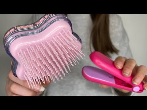 ASMR Brushing + straightening your hair | hair combing | camera combing | hair brushing | no talking