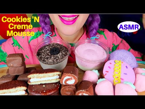 ASMR COOKIES ’N CREME MOUSE NEAPOLITAN MOUSE eating sound | 쿠키앤크림 무스, 나폴리탄 무스 먹방 리얼사운드|CURIE.ASMR