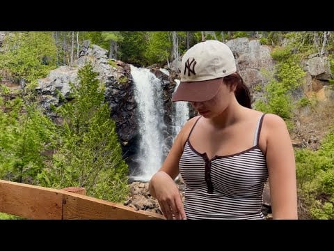 ASMR in the Woods by a Waterfall 🌲 (Nature Sounds)