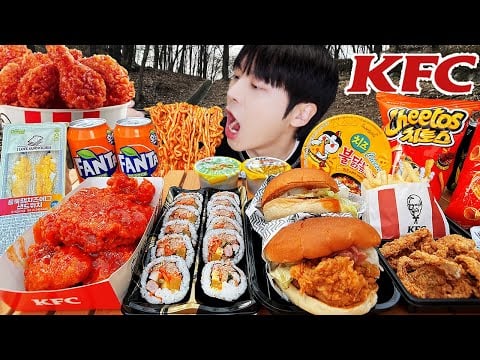 ASMR MUKBANG KFC 양념 치킨먹방! 치즈 햄버거 치즈스틱 후라이드치킨 & CRISPY FRIED CHICKEN CHEESE BURGER EATING SOUND!