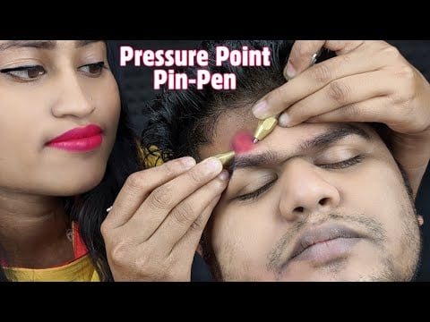 Asmr Pin Pen Therapy By Barber Girl Pakhi | Pressure point head massage by Indian female barber