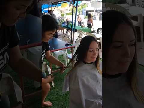 Me cortó el cabello por 1 dólar y esto pasó 😮 #shorts #haircut 1$ Street Haircut 💇🏼‍♀️