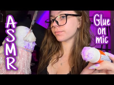 ASMR Glue on the mic | Liquid and stick glue 