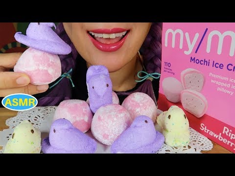 ASMR 딸기 모찌아이스크림+마시멜로우 리얼사운드 먹방 |STRAWBERRY MOCHI ICE CREAM+MARSHMALLOW EATING SOUND| CURIE.ASMR