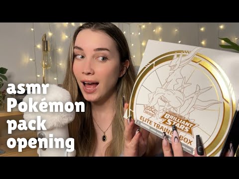 ASMR Pokemon Brilliant Stars etb pack opening (close whispers, tapping, unboxing)
