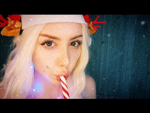 🎉🥵Festive sucking candy cane🎉🥵licking lollipop😋 ликинг леденца🍭 АСМР/ASMR☺️ Звуки рта/mouth sounds