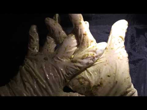 LATEX GLOVES  slippery layer  & messy with Tapenade💚 LONG NAILS [[ASMR]]