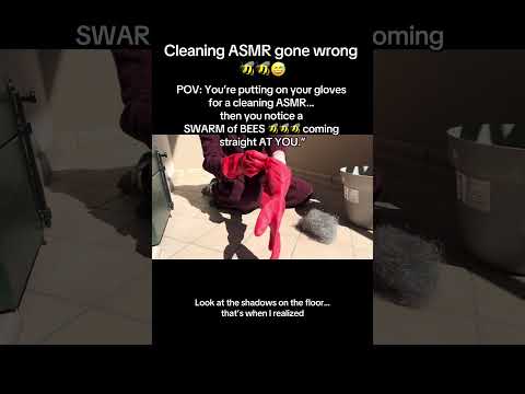 Cleaning ASMR… Gone VERY Wrong 🐝 #rubbergloves #redgloves