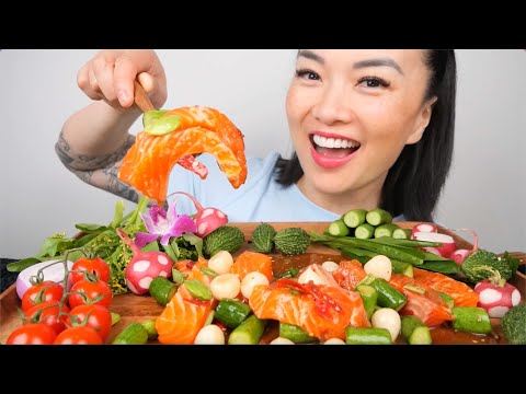 SPICY SALMON SALAD *BIG BITE (ASMR EATING SOUNDS) LIGHT WHISPERS | SAS-ASMR