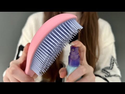 ASMR brushing + Spraying your imaginary hair | spray sounds | hair brushing | no talking 