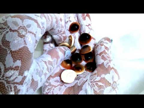 Virgin👰 white LACE GLOVES playing with🐈 Cat's Eye Shells😻 and whisper Dutch Lullaby[[ASMR]]