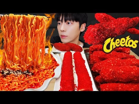 ASMR MUKBANG | 치즈 불닭볶음면 & 치토스 대왕 통 가래떡 튀김 핫도그 먹방 & 레시피 FIRE NOODLES AND Tteokbokki EATING